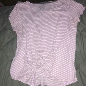 Light purple shirt with white stripes